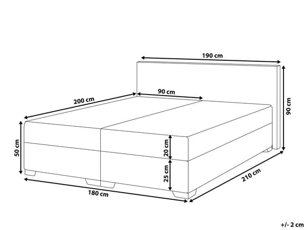 Kontinentalseng Sort Sølv Polyester og Metalben 180 x 200 Dobbeltseng Boxmadras med Sengeramme og Hovedgærde Moderne Komfortabel Kvalitetseng