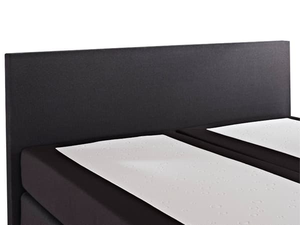 Kontinentalseng Sort Sølv Polyester og Metalben 180 x 200 Dobbeltseng Boxmadras med Sengeramme og Hovedgærde Moderne Komfortabel Kvalitetseng