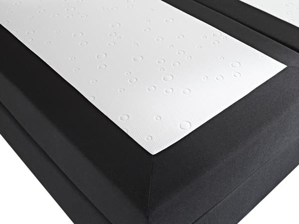Kontinentalseng Sort Sølv Polyester og Metalben 180 x 200 Dobbeltseng Boxmadras med Sengeramme og Hovedgærde Moderne Komfortabel Kvalitetseng