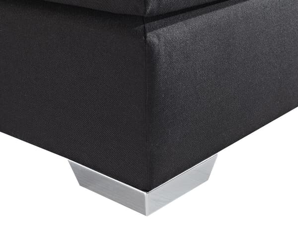Kontinentalseng Sort Sølv Polyester og Metalben 180 x 200 Dobbeltseng Boxmadras med Sengeramme og Hovedgærde Moderne Komfortabel Kvalitetseng