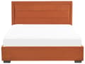 Miniatyrbillede 6 af 11: Seng Orange Velour 160 x 200 cm Moderne Dobbeltseng med Opbevaring Design Retro Sengeramme med Lamelbund til Soveværelse