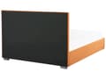 Miniatyrbillede 7 af 11: Seng Orange Velour 160 x 200 cm Moderne Dobbeltseng med Opbevaring Design Retro Sengeramme med Lamelbund til Soveværelse