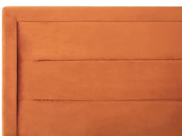 Seng Orange Velour 160 x 200 cm Moderne Dobbeltseng med Opbevaring Design Retro Sengeramme med Lamelbund til Soveværelse