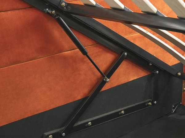 Seng Orange Velour 160 x 200 cm Moderne Dobbeltseng med Opbevaring Design Retro Sengeramme med Lamelbund til Soveværelse