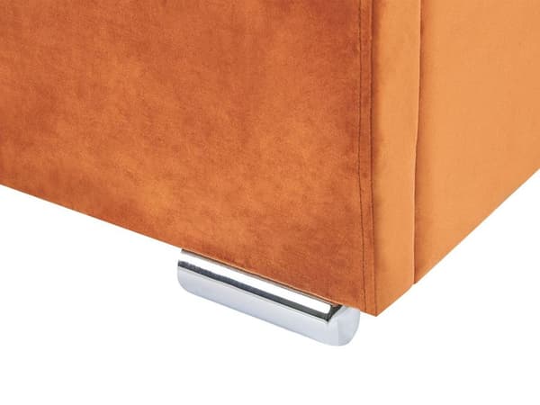 Seng Orange Velour 160 x 200 cm Moderne Dobbeltseng med Opbevaring Design Retro Sengeramme med Lamelbund til Soveværelse