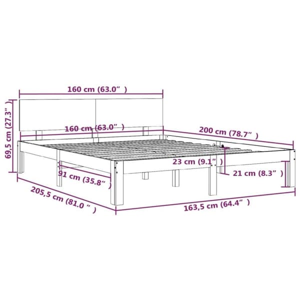 vidaXL sengeramme 160x200 cm massivt fyrretræ