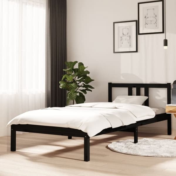 vidaXL Sengeramme svart heltre 90x200 cm