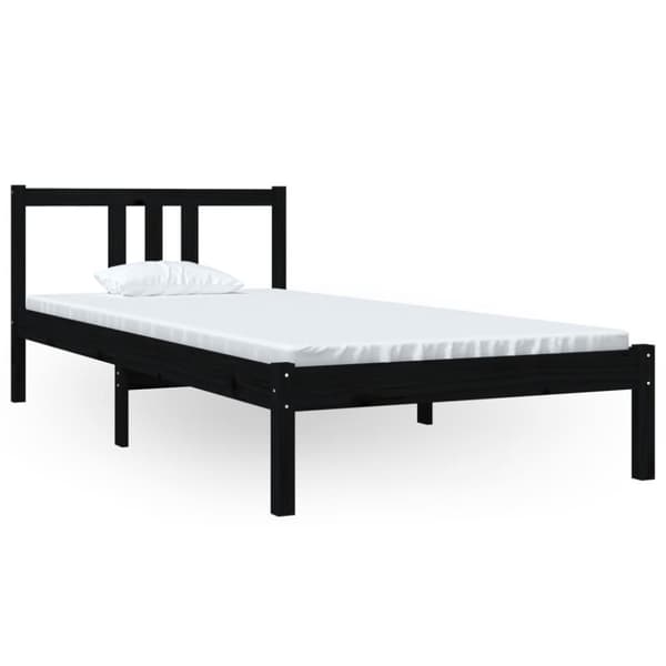 vidaXL Sengeramme svart heltre 90x200 cm
