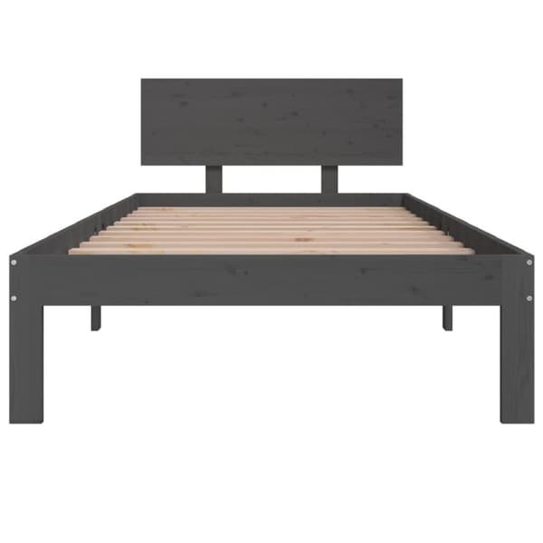 vidaXL Sängynrunko harmaa täysi mänty 90x200 cm