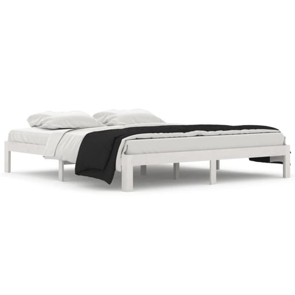 vidaXL sengestel 180x200 cm Super King massivt fyrretræ hvid