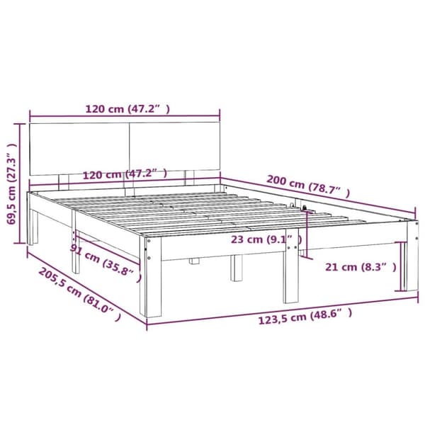 vidaXL sengeramme 120x200 cm massivt fyrretræ
