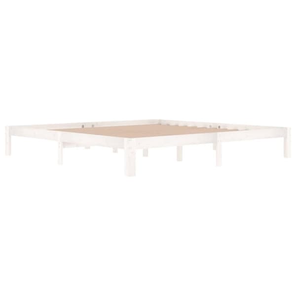 vidaXL sengeramme 200x200 cm massivt fyrretræ hvid
