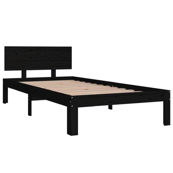 vidaXL sengeramme 90x200 cm massivt fyrretræ sort