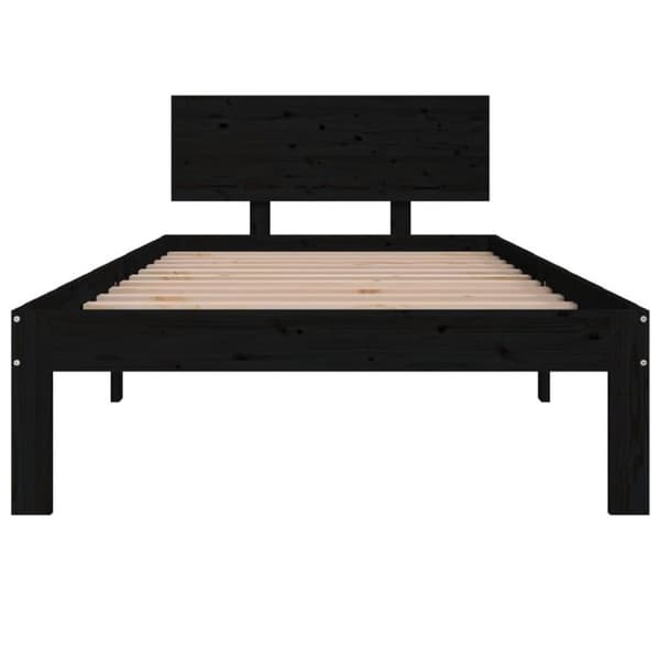 vidaXL sengeramme 90x200 cm massivt fyrretræ sort