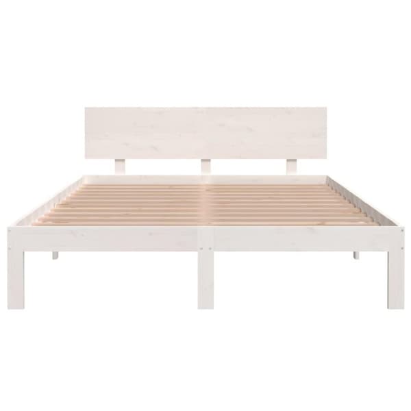 vidaXL sengeramme 140x200 cm massivt fyrretræ hvid