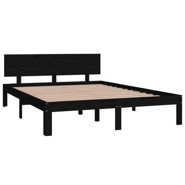 vidaXL Sengeramme svart heltre furu 140x200 cm
