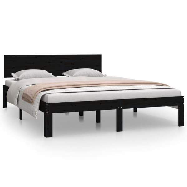 vidaXL Sengeramme svart heltre furu 140x200 cm