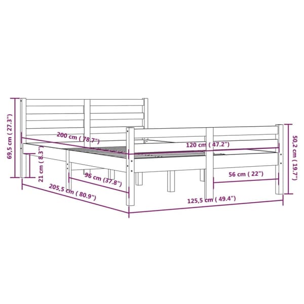 vidaXL Sengeramme heltre 120x200 cm