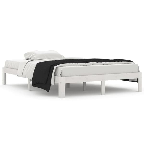 vidaXL Sengeramme hvit heltre furu 140x200 cm