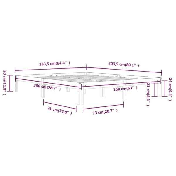 vidaXL Sengeramme hvit heltre furu 160x200 cm