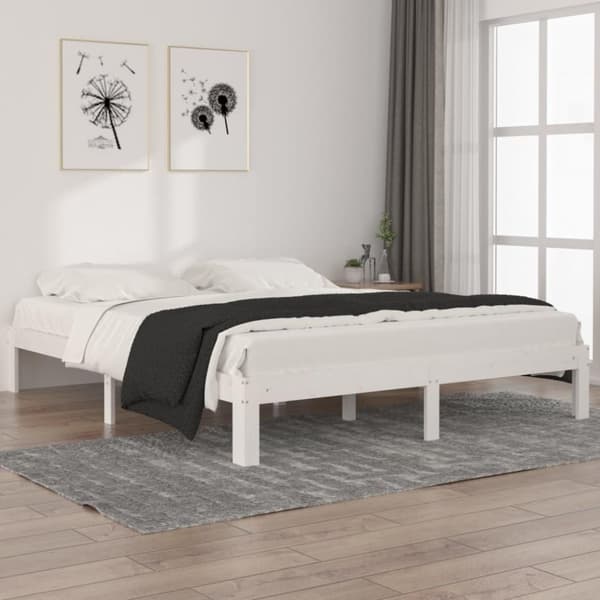 vidaXL Sengeramme hvit heltre furu 160x200 cm