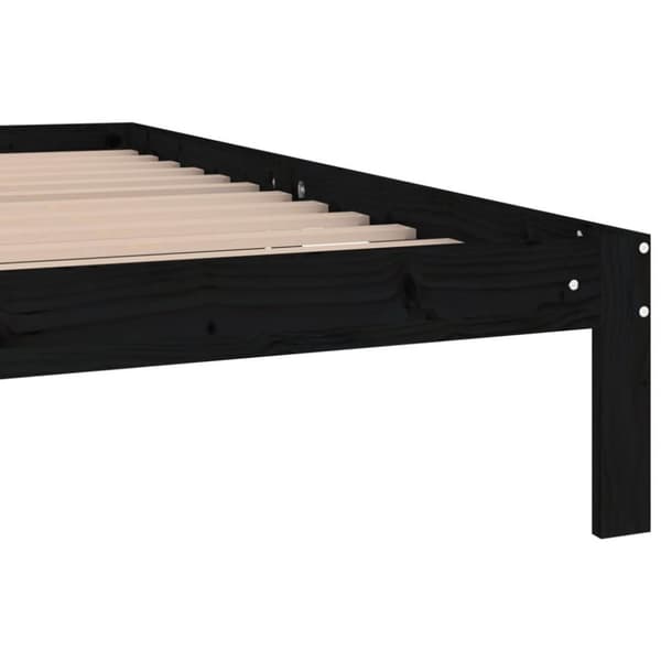 vidaXL Sängram svart massiv furu 200x200 cm