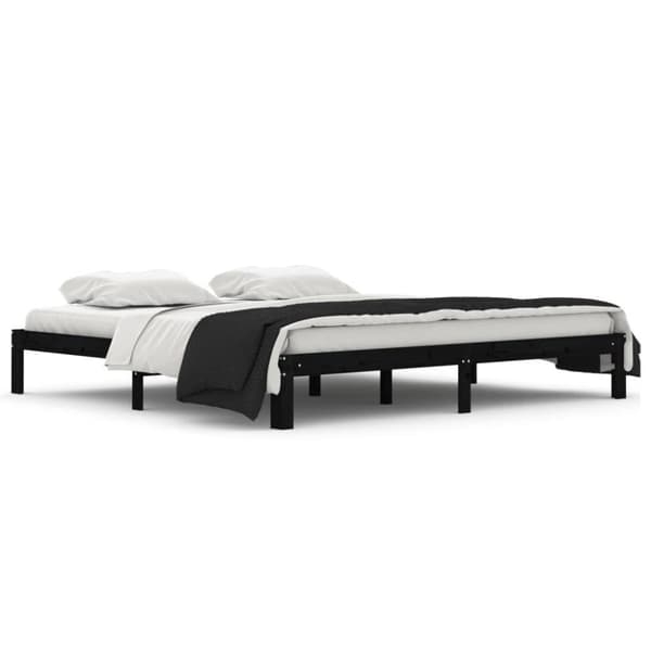 vidaXL Sängram svart massiv furu 200x200 cm