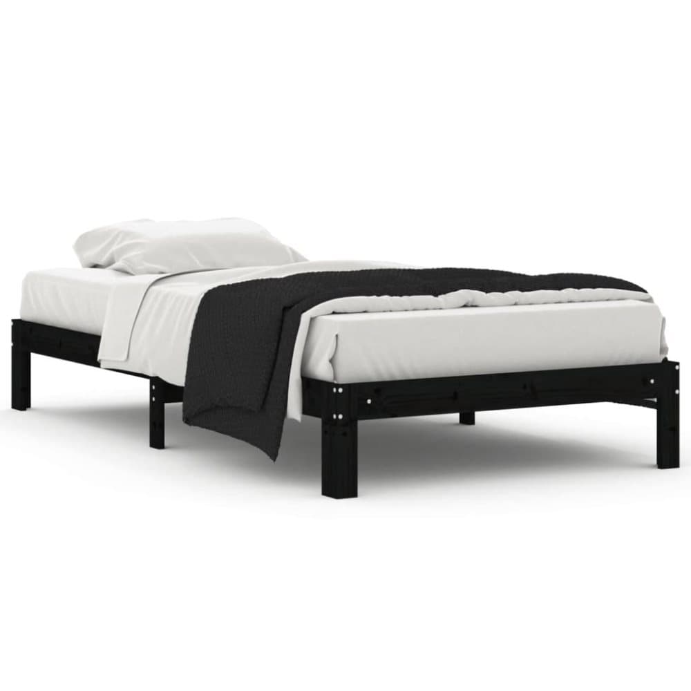 vidaXL Sängram svart massiv furu 100x200 cm