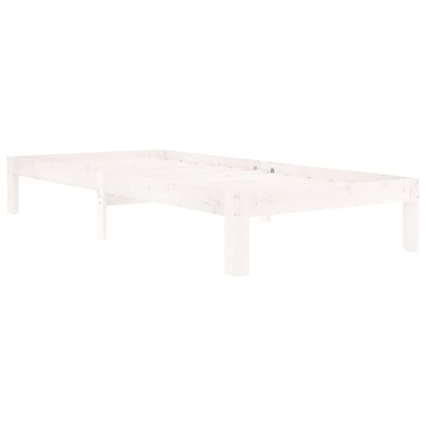 vidaXL Sängram vit massiv furu 90x200 cm