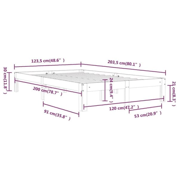 vidaXL Sengeramme heltre furu 120x200 cm