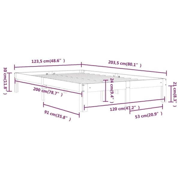 vidaXL Sengeramme hvit heltre furu 120x200 cm