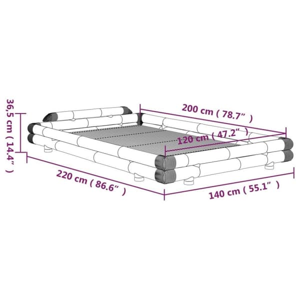vidaXL sengeramme 120x200 cm bambus
