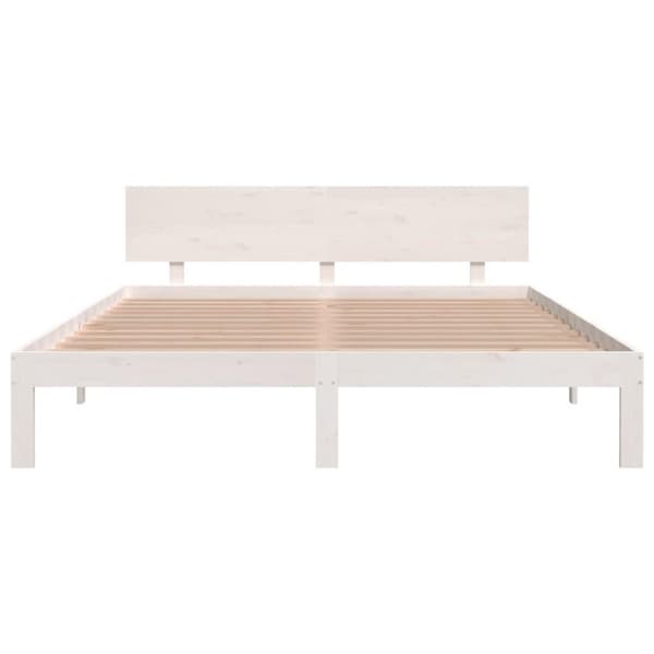 vidaXL Sengeramme hvit heltre furu 160x200 cm