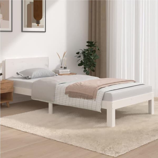 vidaXL Sengeramme hvit heltre furu 90x200 cm