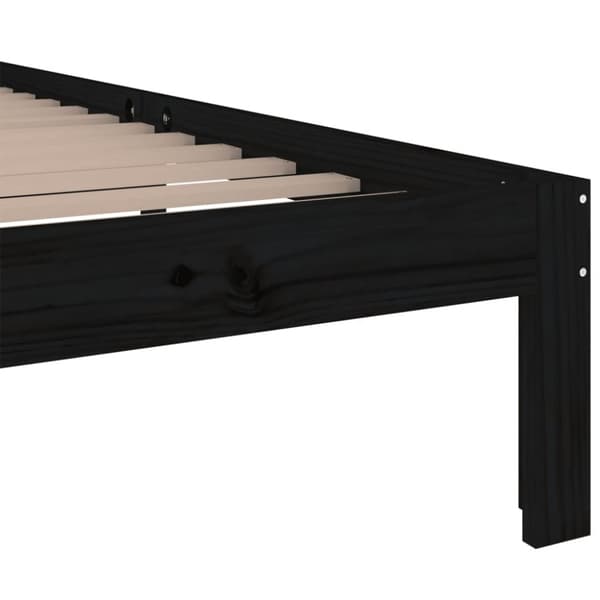 vidaXL Sängynrunko musta täysi puu 90x200 cm