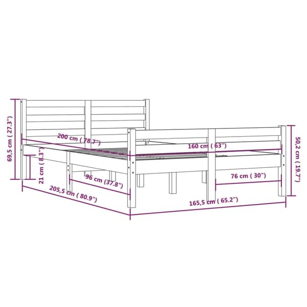 vidaXL sengeramme 160x200 cm massivt træ