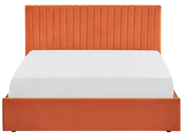 Osmannisk seng Orange Velour Polstring EU King Size Tuftet Hovedgærde Opbevaringsfunktion