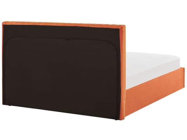 Osmannisk seng Orange Velour Polstring EU King Size Tuftet Hovedgærde Opbevaringsfunktion