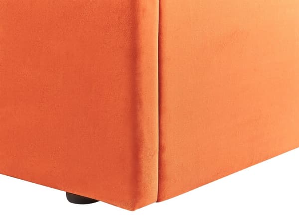 Osmannisk seng Orange Velour Polstring EU King Size Tuftet Hovedgærde Opbevaringsfunktion