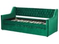 Miniatyrbillede 7 af 11: Sovesofa Grøn Velour 90 x 200 cm Dekorativ Sofaseng Tuftet Quiltet Ryglæn med Knapper Udtræksseng Design til Pigeværelse Inspiration