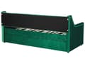 Miniatyrbillede 9 af 11: Sovesofa Grøn Velour 90 x 200 cm Dekorativ Sofaseng Tuftet Quiltet Ryglæn med Knapper Udtræksseng Design til Pigeværelse Inspiration