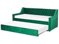 Miniatyrbillede 1 af 11: Sovesofa Grøn Velour 90 x 200 cm Dekorativ Sofaseng Tuftet Quiltet Ryglæn med Knapper Udtræksseng Design til Pigeværelse Inspiration