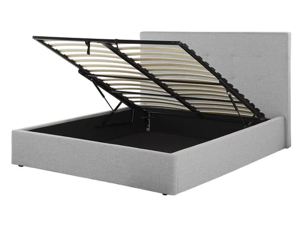 Skammel Grå Polstring Sengegavl Opbevaringsfunktion Moderne Design