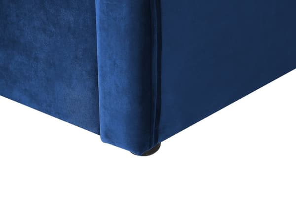 Sovesofa Blå Velour 90 x 200 cm Dekorativ Sofaseng Tuftet Quiltet Ryglæn med Knapper Udtræksseng Design til Pigeværelse Inspiration