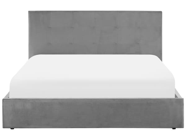 Parisänky vaaleanharmaa 140 x 200 cm samettiverhoilu säilytystila tuftattu pääty sälepohja moderni
