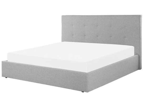 Parisänky vaaleanharmaa 180 x 200 cm kangasverhoilu säilytystila tuftattu pääty sälepohja moderni