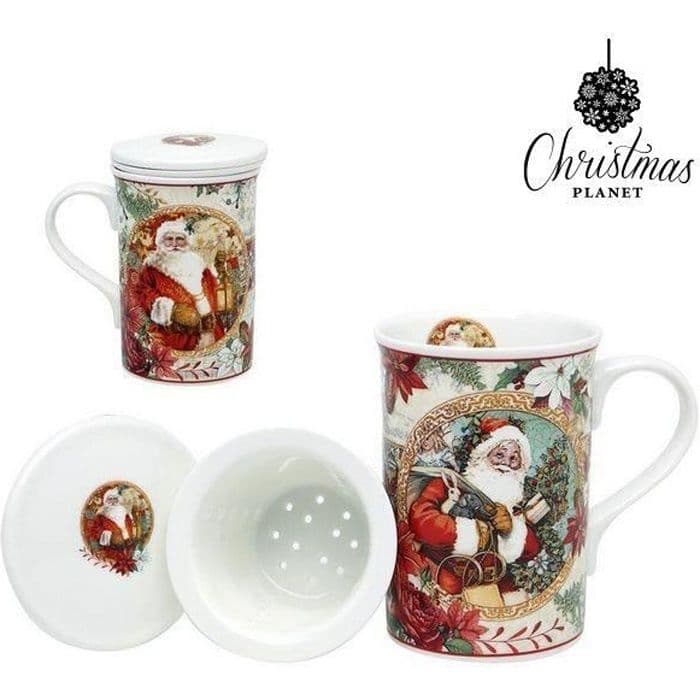 Mugg med jultomtebild med låda - julkoppsdekoration