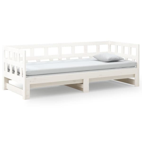 vidaXL daybed med udtræk 2x(90x200) cm massivt fyrretræ hvid