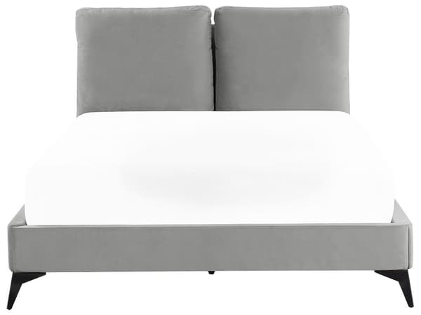 Parisänky harmaa 140 x 200 cm samettiverhoilu sälepohja pehmustettu pääty
