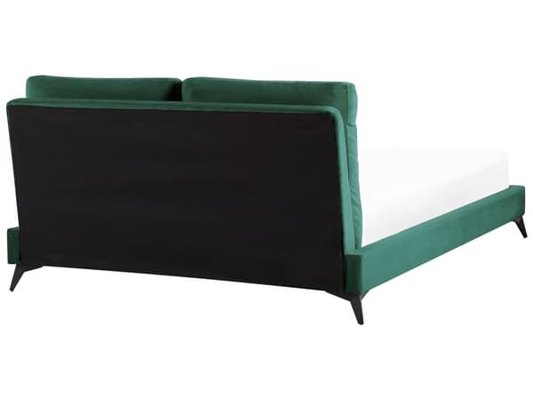 Dobbeltseng Grøn Velour 160 x 200 cm Dekorativ Polstret Seng med Rygpuder Sengegavl Moderne Voksen Kvalitetseng til Teenageværelse Design